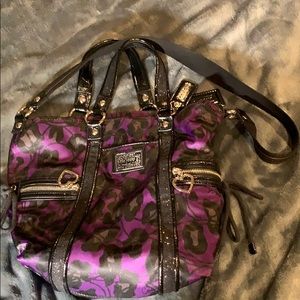 Coach Ocelot Purple and Black Tote Bag Like New!